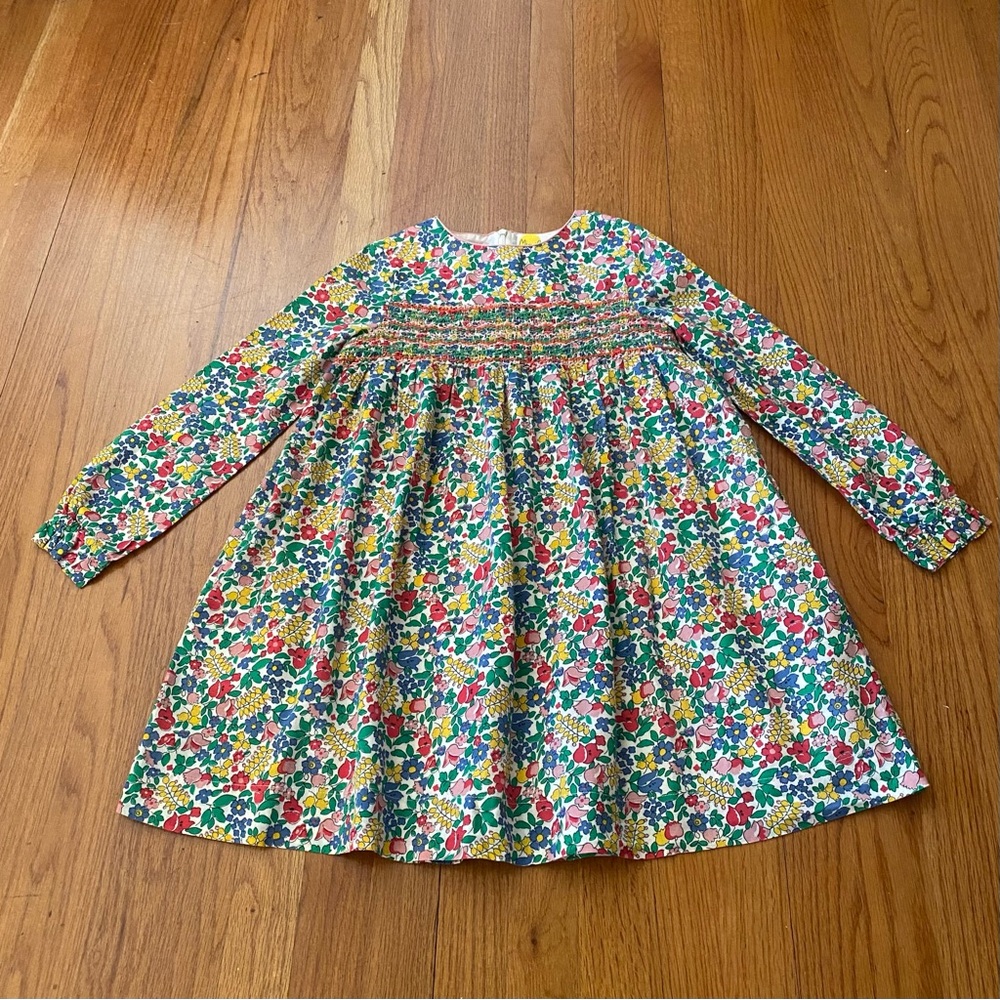 Mini Boden Smocked Apple Blossom Foral with Bishop Sleeves